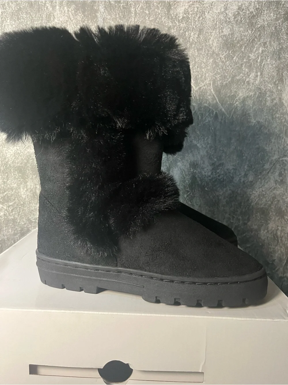 Style & Co. Black Faux Fur Pull-On Winter Boots
